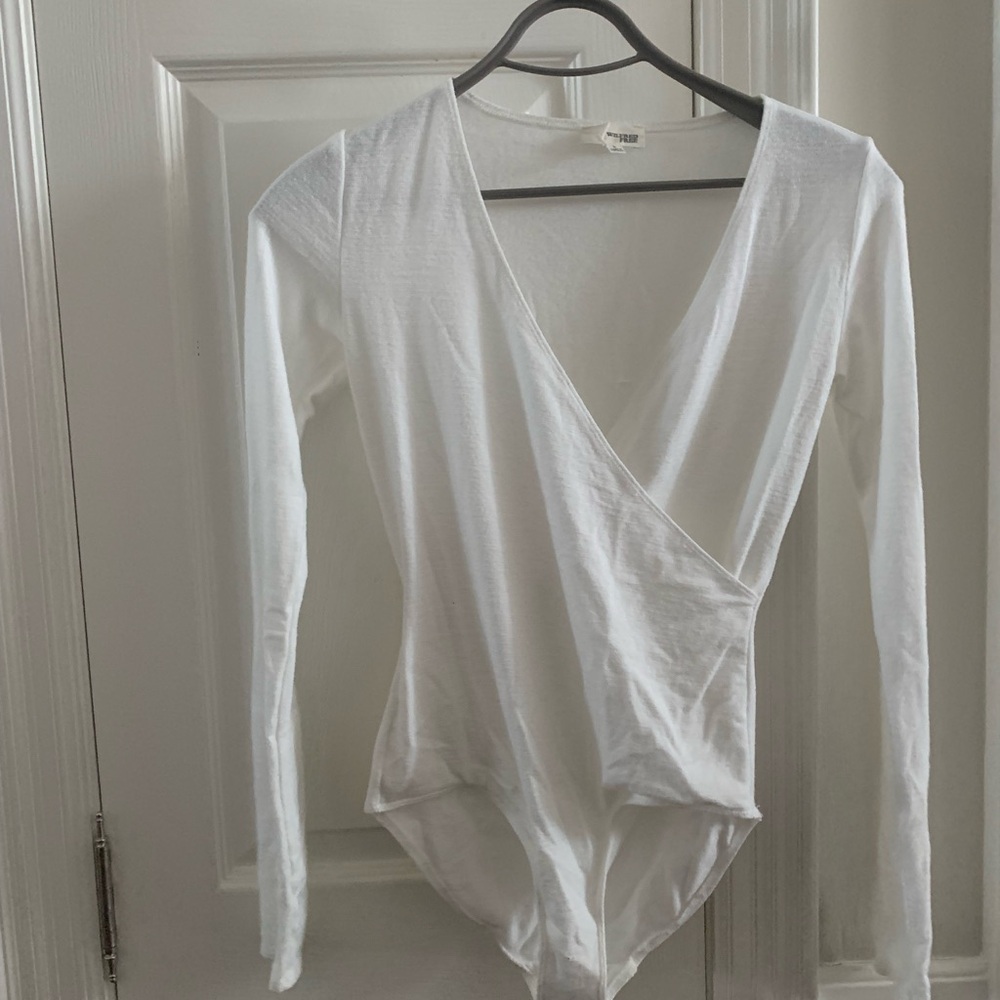 White Wrap Long Sleeve Bodysuit